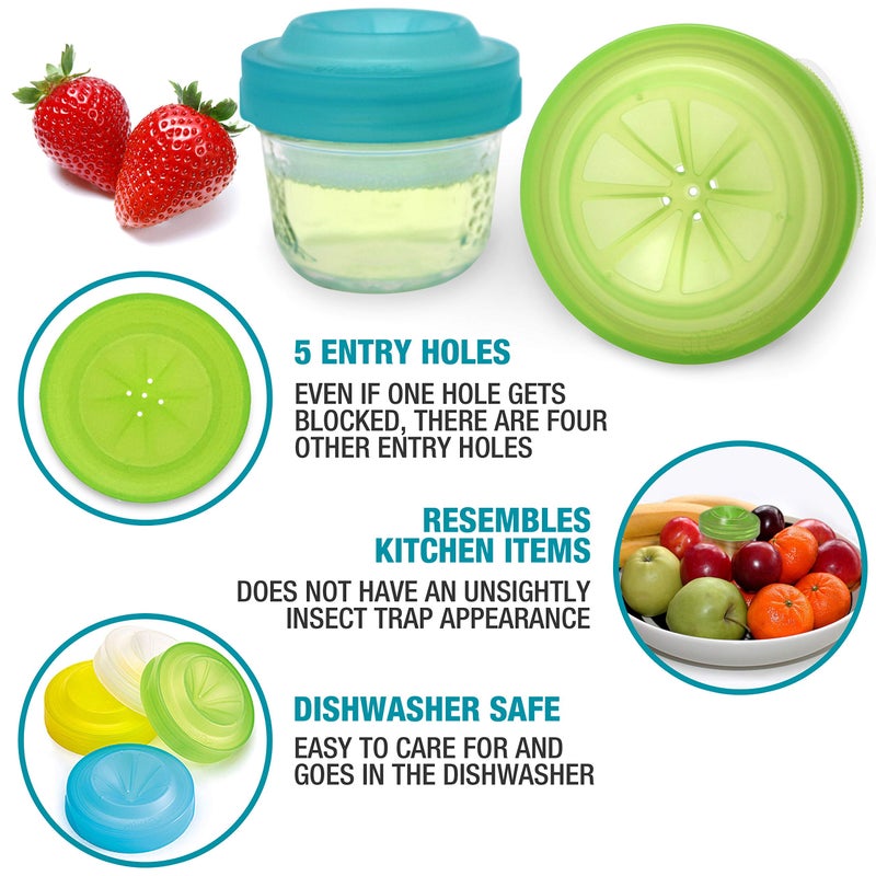 Masontops Trap Caps - Reusable Indoor / Outdoor Fruit Fly Trap Catching Lids - Fits Any Regular Mouth Mason Jar - 4 Pack - Image 4